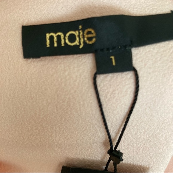 Maje Dress NEW Ruffle Crepe Peche Peach Designer Off Shoulder 1 Small NWT - Picture 9 of 9